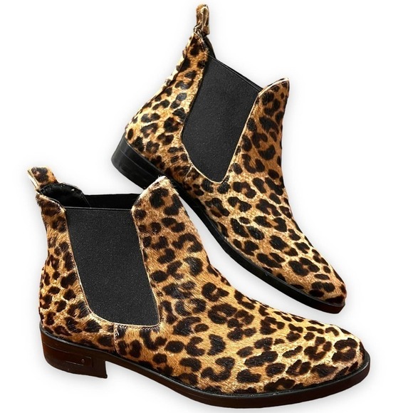 Freda Salvador NEW Chelsea Cheetah Leopard Calfskin Ankle Booties 5.5 - Picture 3 of 14